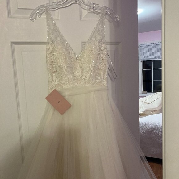 BHLDN Cassia Wedding Gown with Fitted Silk Sash - Picture 2 of 8